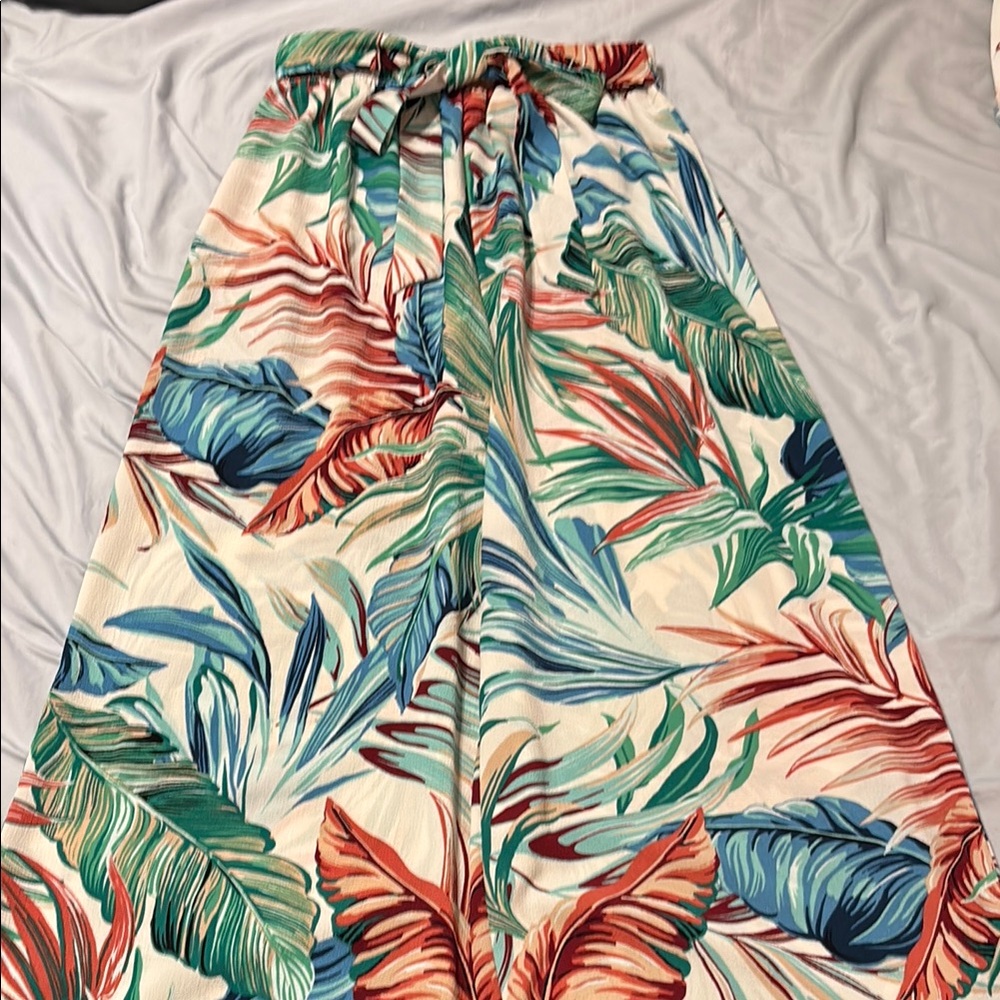 Papermoon Tropical Print wide leg pants